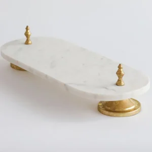 Inspire Me! Home Decor Marble Pedestal Tray W/ Gold Legs