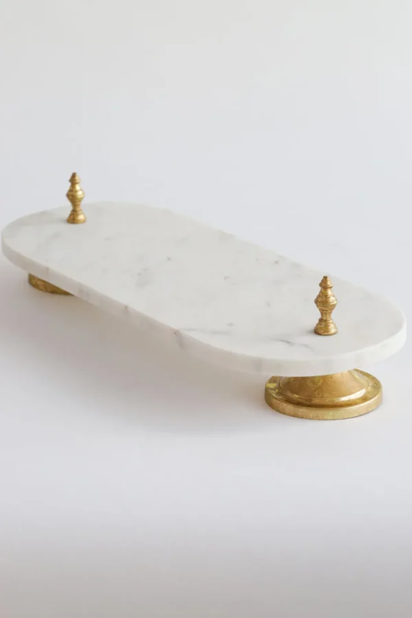 Inspire Me! Home Decor Marble Pedestal Tray W/ Gold Legs