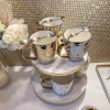 Inspire Me! Home Decor Marble Two Tier Cake Stand With Gold Detail