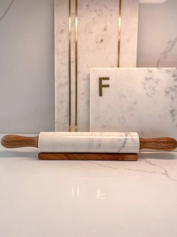 Inspire Me! Home Decor Marble & Acacia Wood Rolling Pin With Rest KITCHEN