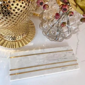 Inspire Me! Home Decor Marble Rectangle Tray With Gold Inlay