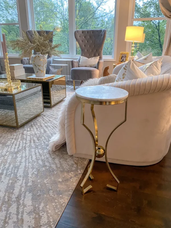 Inspire Me! Home Decor Marble Size Table With Gold Base