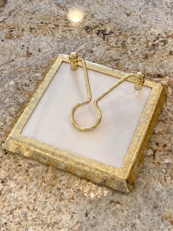 Inspire Me! Home Decor Marble Napkin Holder With Gold Detailing