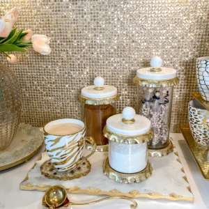 Inspire Me! Home Decor Marble & Gold Hammered Canisters