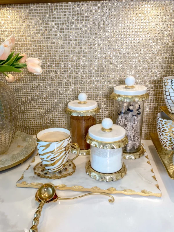 Inspire Me! Home Decor Marble & Gold Hammered Canisters