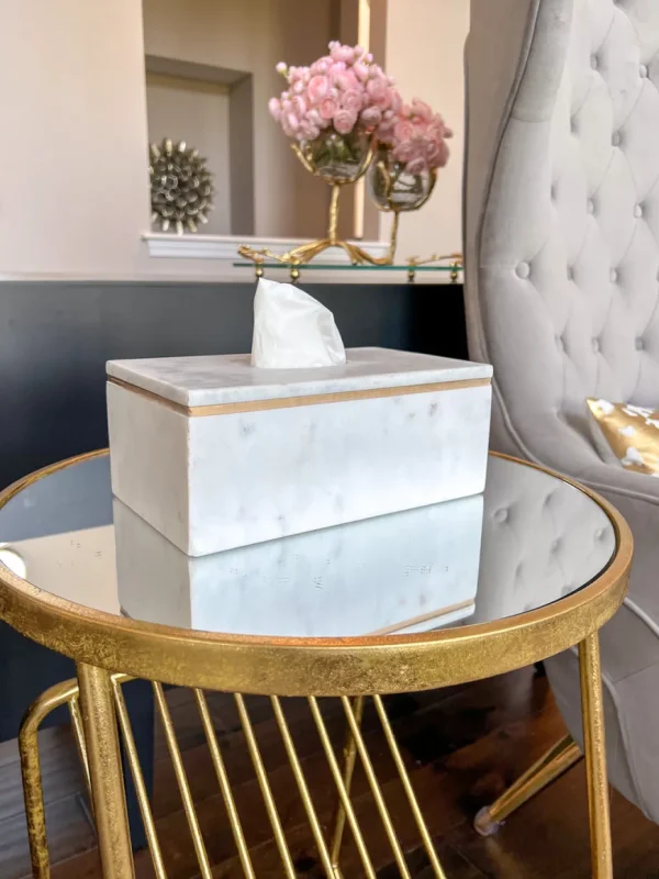 Inspire Me! Home Decor Marble Tissue Cover (2 Colors) Gold