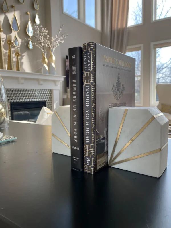 Inspire Me! Home Decor Marble Geometric Bookends