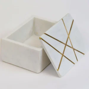 Inspire Me! Home Decor Marble Box With Gold Geometric Design