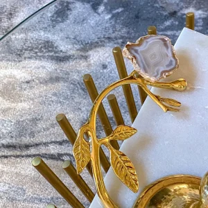 Inspire Me! Home Decor Marble Tray With Gold Agate Handles