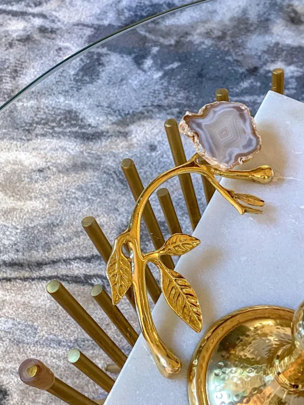 Inspire Me! Home Decor Marble Tray With Gold Agate Handles