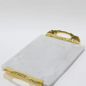 Inspire Me! Home Decor Marble Tray With Gold Lava Handles