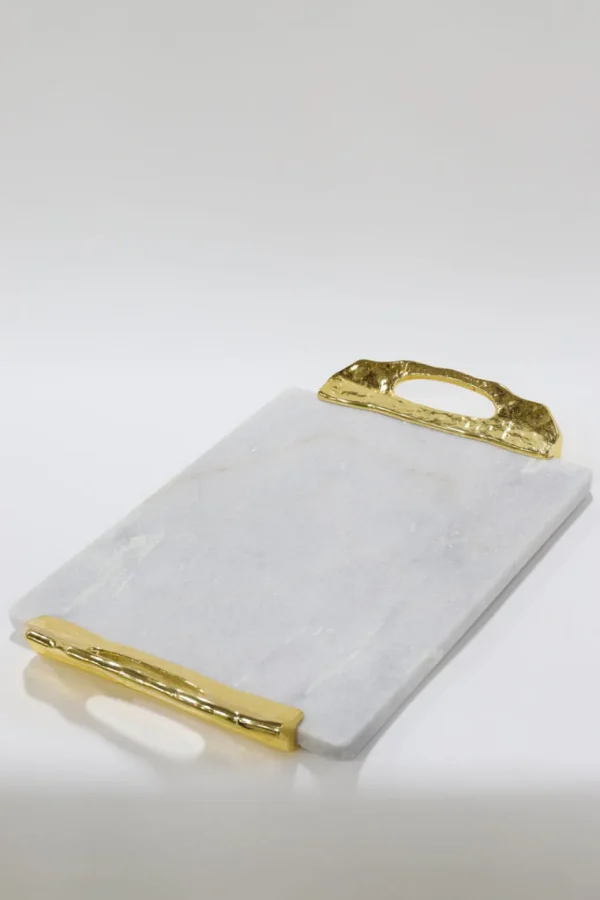 Inspire Me! Home Decor Marble Tray With Gold Lava Handles