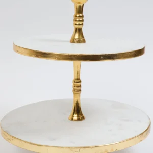 Inspire Me! Home Decor Marble Two Tier Cake Stand With Gold Detail