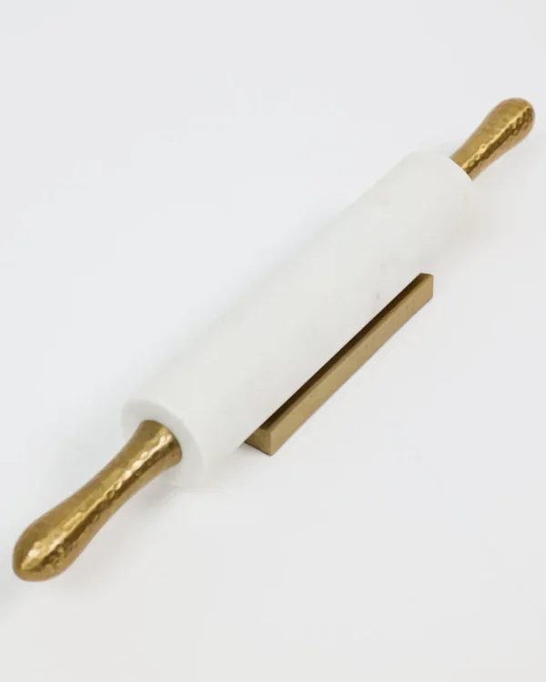 Inspire Me! Home Decor Marble Rolling Pin With Gold Hammered Handles