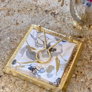 Inspire Me! Home Decor Marble Napkin Holder With Gold Detailing