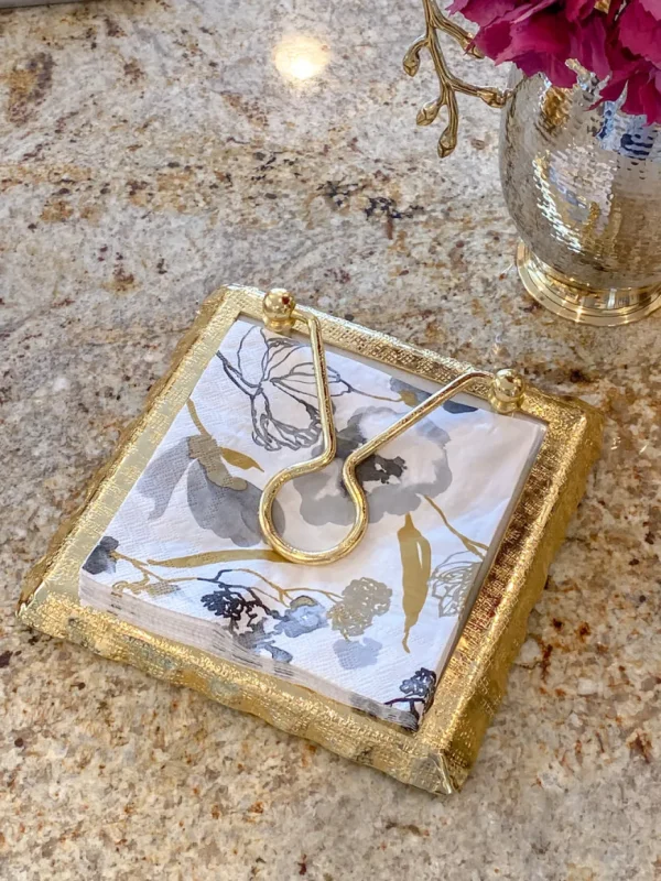 Inspire Me! Home Decor Marble Napkin Holder With Gold Detailing