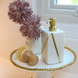 Inspire Me! Home Decor Marble Soap Dispenser With Gold Line Detail