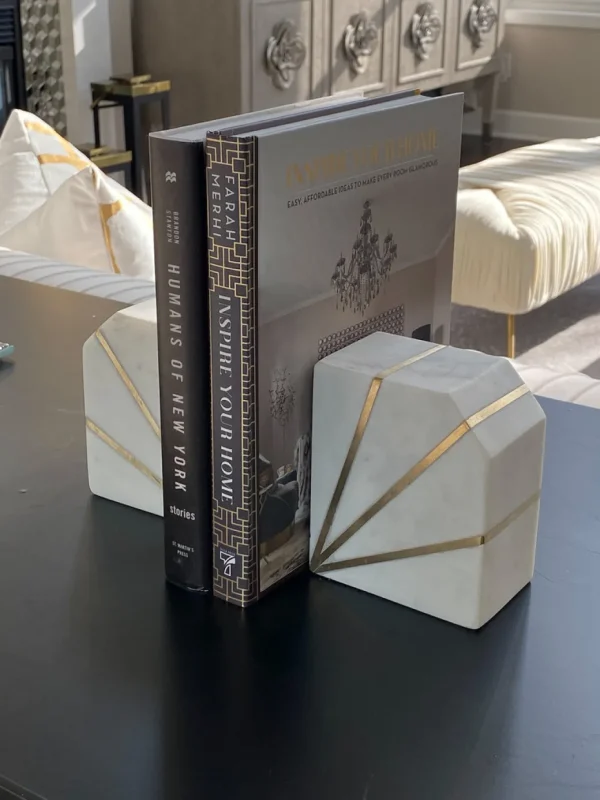 Inspire Me! Home Decor Marble Geometric Bookends