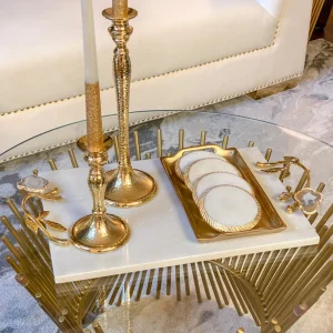 Inspire Me! Home Decor Marble Tray With Gold Agate Handles