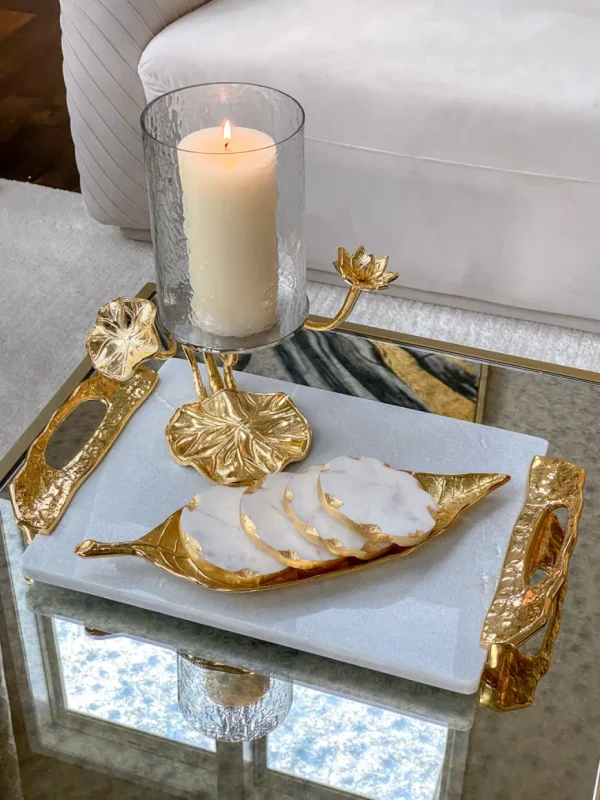 Inspire Me! Home Decor Marble Tray With Gold Lava Handles