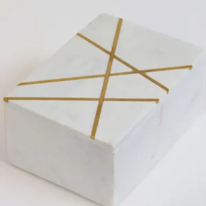 Inspire Me! Home Decor Marble Box With Gold Geometric Design