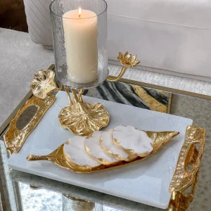 Inspire Me! Home Decor Marble Tray With Gold Lava Handles