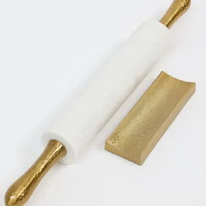 Inspire Me! Home Decor Marble Rolling Pin With Gold Hammered Handles