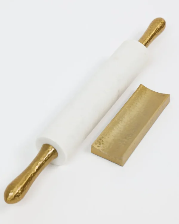 Inspire Me! Home Decor Marble Rolling Pin With Gold Hammered Handles