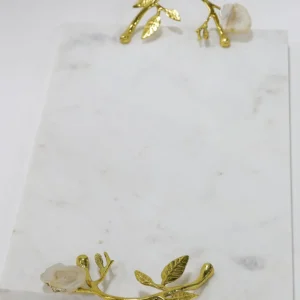 Inspire Me! Home Decor Marble Tray With Gold Agate Handles