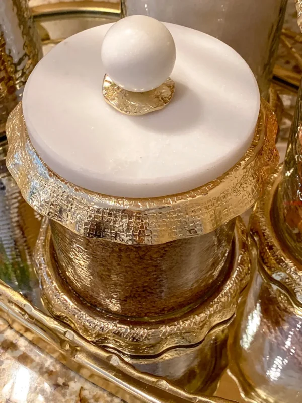 Inspire Me! Home Decor Marble & Gold Hammered Canisters