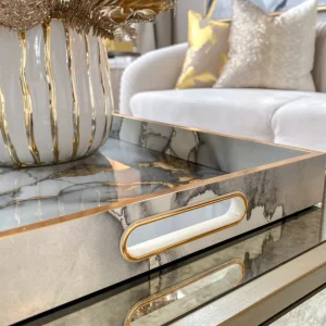 Inspire Me! Home Decor Marble Tray With Gold Edges And Metallic Marble Pattern (2 Sizes)