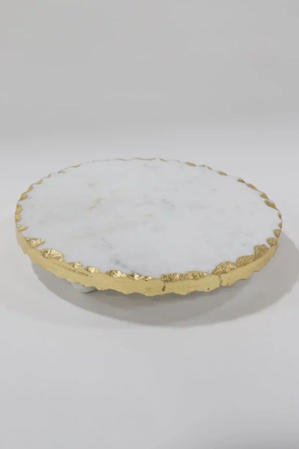 Inspire Me! Home Decor Marble Trivet With Textured Gold Edge