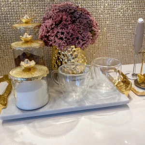 Inspire Me! Home Decor Marble Tray With Gold Lava Handles