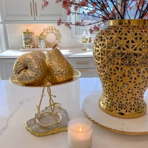 Inspire Me! Home Decor Matte Gold Large Ceramic Hammered Fruits (2 Styles)