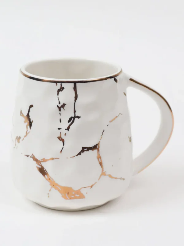 Inspire Me! Home Decor Metallic Gold Marble Print Mug With Hammered Texture