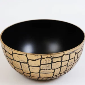 Inspire Me! Home Decor Metal Bowl With Gold And Black Crocodile Print