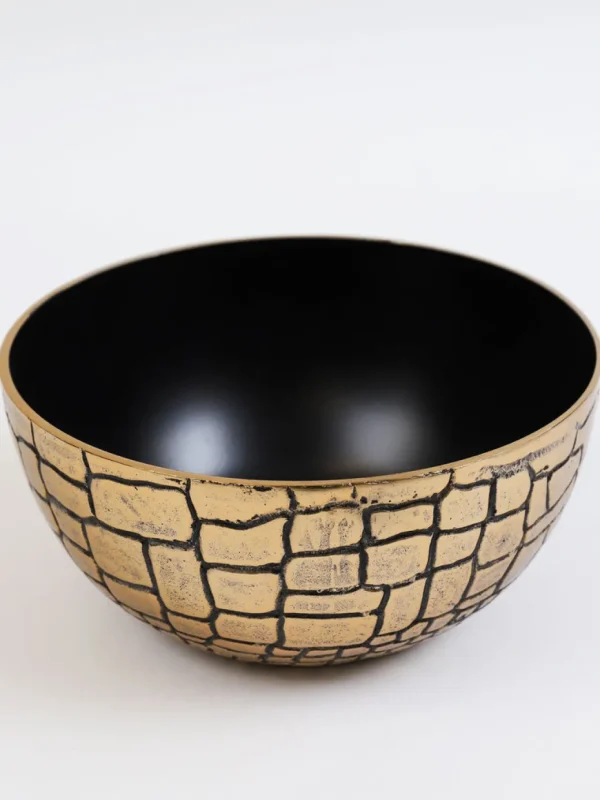 Inspire Me! Home Decor Metal Bowl With Gold And Black Crocodile Print