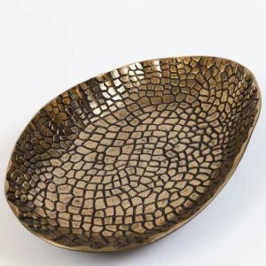 Inspire Me! Home Decor Metal Tray With Gold And Black Crocodile Print