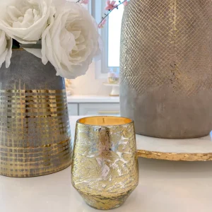 Inspire Me! Home Decor Metallic Gold And Silver Paloma Flower Scented Candle