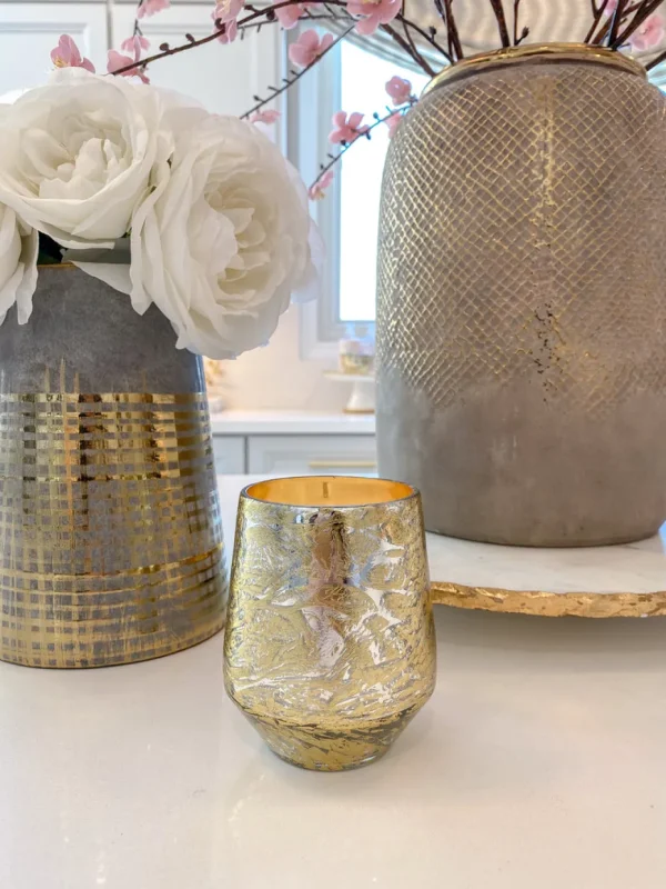 Inspire Me! Home Decor Metallic Gold And Silver Paloma Flower Scented Candle