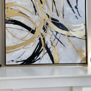 Inspire Me! Home Decor Metallic Gold And Black Abstract Wall Art