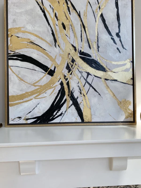 Inspire Me! Home Decor Metallic Gold And Black Abstract Wall Art