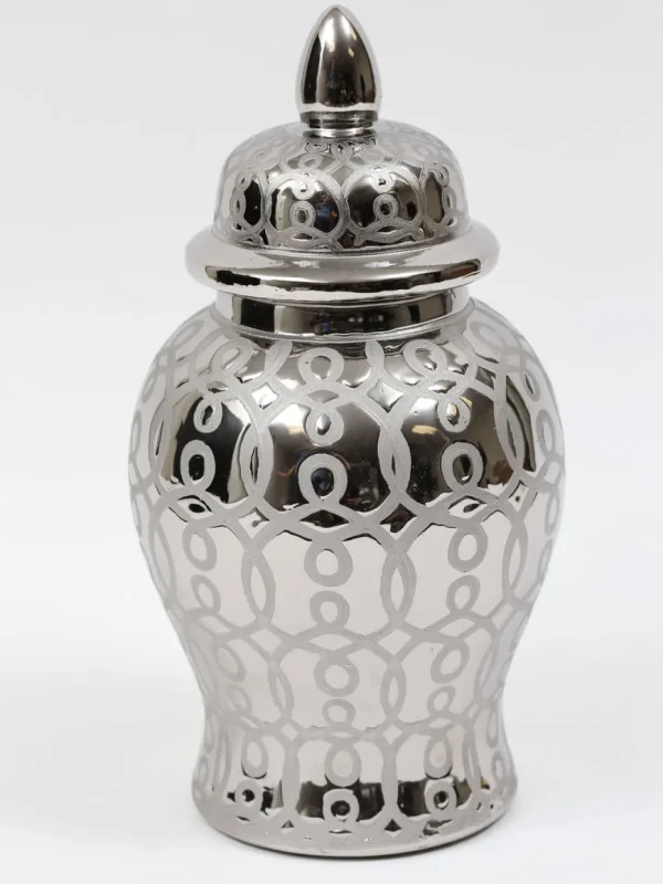 Inspire Me! Home Decor Mini Silver Patterned Ginger Jar