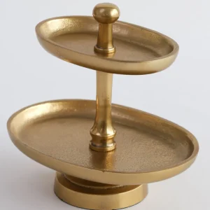 Inspire Me! Home Decor Mini Gold Two Tier Metal Cake Stand