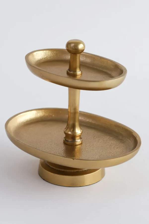 Inspire Me! Home Decor Mini Gold Two Tier Metal Cake Stand