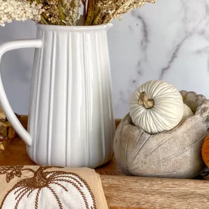 Inspire Me! Home Decor Mini Cream Velvet Decorative Pumpkin