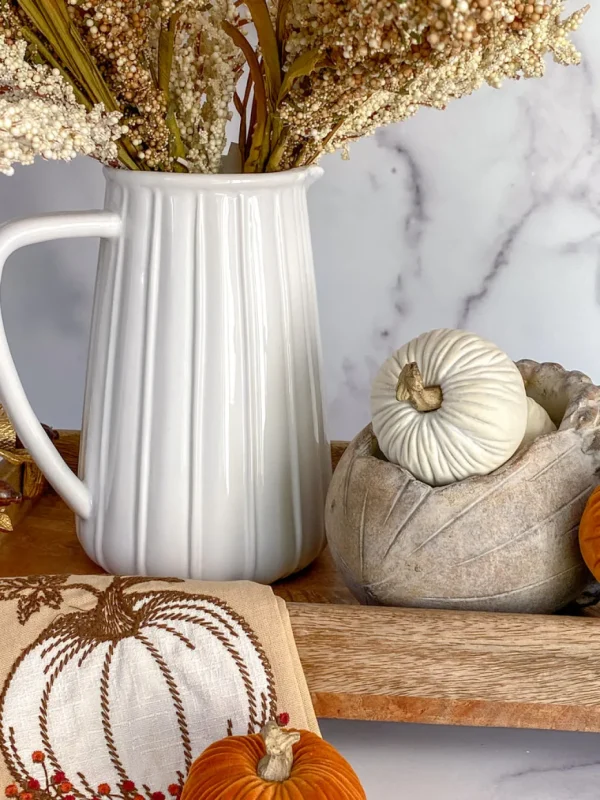 Inspire Me! Home Decor Mini Cream Velvet Decorative Pumpkin