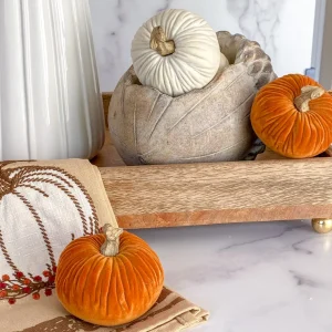 Inspire Me! Home Decor Mini Cream Velvet Decorative Pumpkin