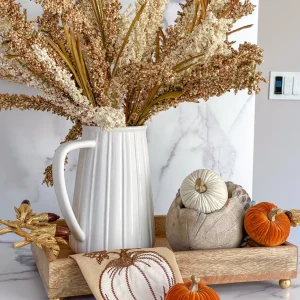 Inspire Me! Home Decor Mini Cream Velvet Decorative Pumpkin