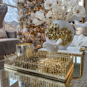 Inspire Me! Home Decor Mirrored Tray With Gold Linear Design